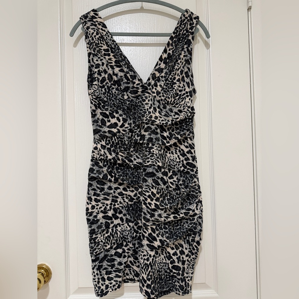 Misope Leopard Print Bodycon Dress Ruched Mini Sexy Night Out Dress